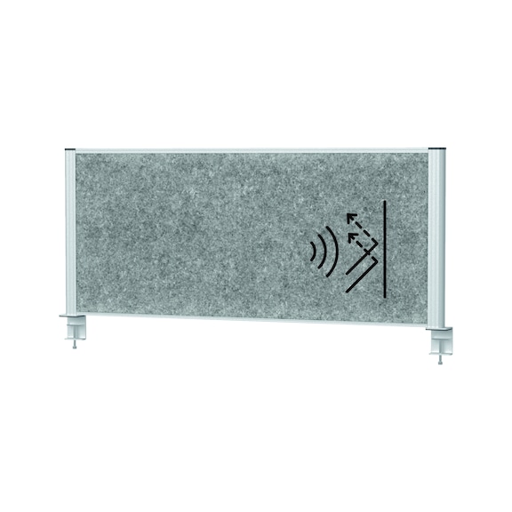 MAUL Tisch-Akustiktrennwand connecto 1200 x 500 mm Vlies grau Rahmen silber - Akustik-Tischtrennwand connecto 1200 x 500 mm