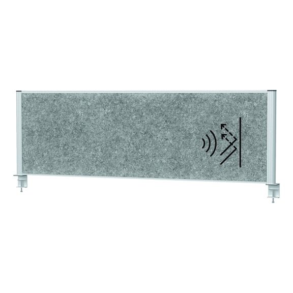 MAUL connecto acoustic desk partition 1600 mmx 500 mm grey fleece silver frame - connecto acoustic desk partition 1200 mm x 500 mm