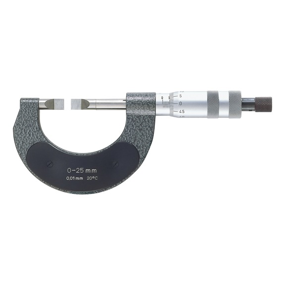HARTIG Outside micrometer 0-25 mm with knife-edge measuring faces, 0.75 x 7 mm - 