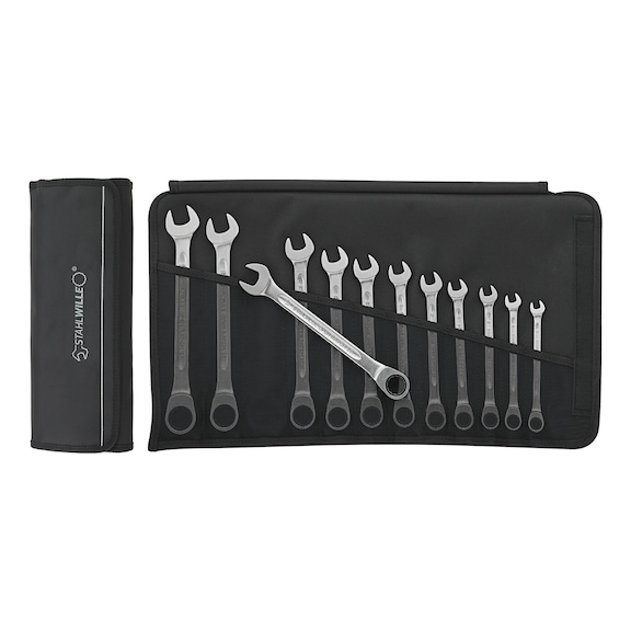 STAHLWILLE Cırcırlı kombine anahtar seti, 12 par&ccedil;a, d&uuml;z, 8‑19 mm - Cırcırlı kombine anahtar, d&uuml;z, set