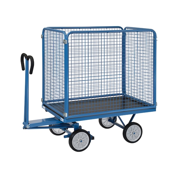 FETRA Char &agrave; bras 6443 V, cap. ch. 700 kg, zone de ch. 1 200 mm x 800 mm - Char &agrave; bras avec parois en treillis