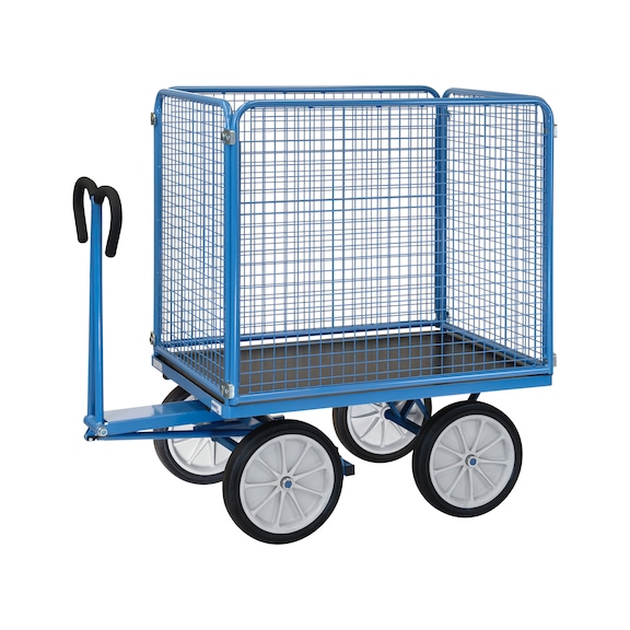 FETRA Lapos rakfel. k&eacute;zik. 6444 V, teherb. 1&nbsp;000 kg, rakod&oacute;fel&uuml;let: 1&nbsp;200 mm x 800 mm - Lapos rakfel&uuml;letű k&eacute;zikocsi dr&oacute;th&aacute;l&oacute;s falakkal