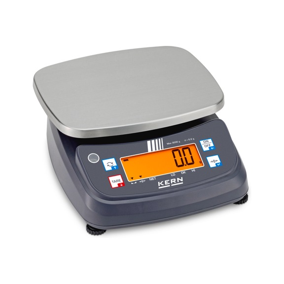 KERN Tischwaage FPB 3K-4 W&auml;gebereich 3000 g Ablesbarkeit 0,2 g - IP-gesch&uuml;tzte Tischwaage FPB