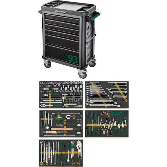 STAHLWILLE tool assortment with workshop trolley 6 drawers 206 pieces - Workshop trolley with tool assortment