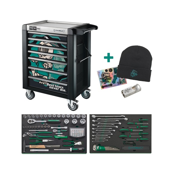 STAHLWILLE Workshop trolley with tool set 95/131 NDE 131-piece 98830240 - Workshop trolley with tool assortment