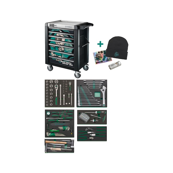 STAHLWILLE Workshop trolley with tool assortment 95/157QR NDE 157-piece 98830241 - Workshop trolley with tool assortment