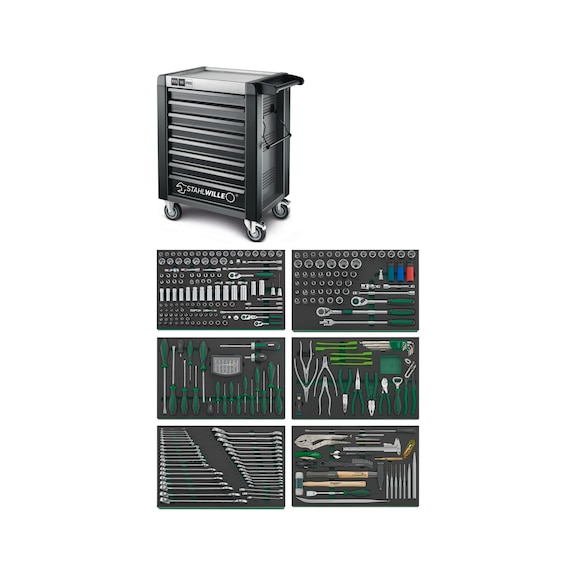 STAHLWILLE Workshop trolley with tool set 95/349QR 349-piece 98830243 - Workshop trolley with tool assortment