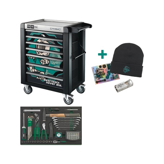 STAHLWILLE Workshop trolley with tool set 95/95 NDE 95-piece 98830238 - Workshop trolley with tool assortment
