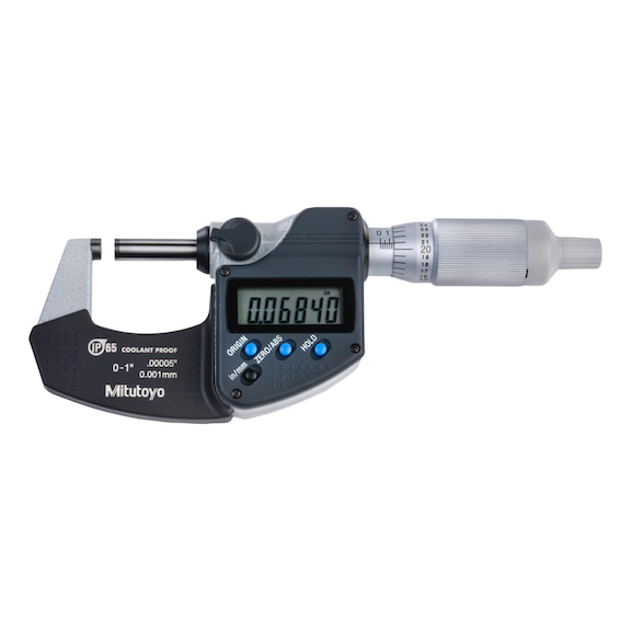 MITUTOYO Digital outside micrometer without data output 0-1 inch ratchet thimble - Digimatic electronic outside micrometer