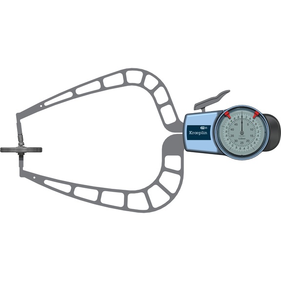 KROEPLIN Measuring gauge for film and foam thickness, model D450T, measuring range 0-50 mm - Mechanical measuring gauge for film thickness measurement