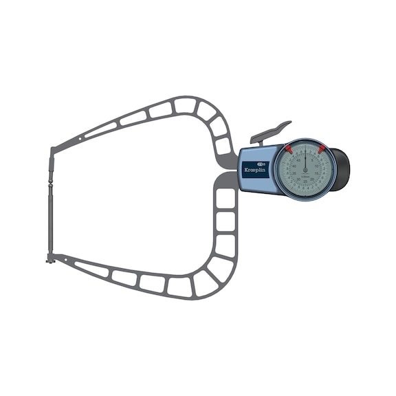 KROEPLIN Measuring gauge for external measurement, model D450F, measuring range 0-50 mm - Mechanical measuring gauge for external measurement of grooves and thicknesses