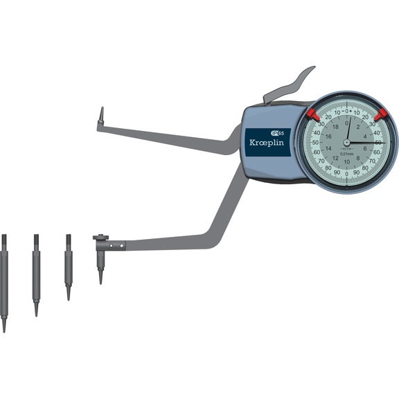 KROEPLIN Measuring gauge for internal measurement, model H2M90, measuring range 90-140 mm - Mechanical measuring gauge for internal measurements of bores, recesses and internal grooves, with interchangeable indicator contact points