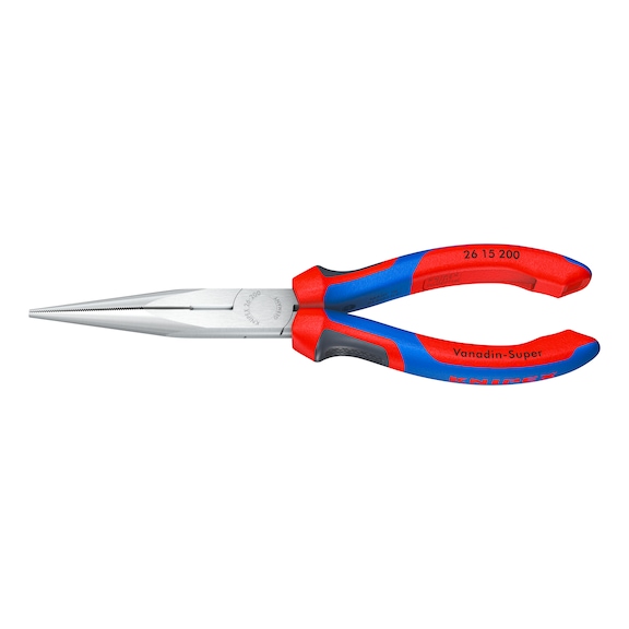 KNIPEX Pince &agrave; bec demi-rond 200&nbsp;mm, droite, t&ecirc;te chrom&eacute;e, poign&eacute;e bimati&egrave;re - Pince &agrave; bec demi-rond, droite, avec manchons de pr&eacute;hension bimati&egrave;re