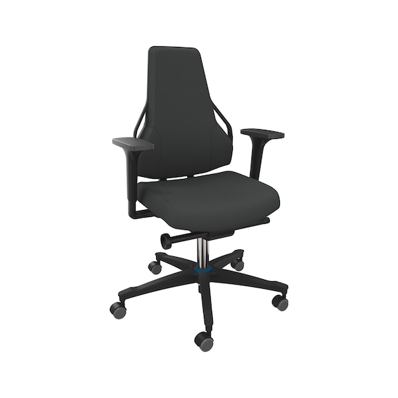 DAUPHIN Tec Identity work chair, SRA Ultra ID black, 2F armr., soft castors - Tec Identity ULTRA swivel work chair for production and workshop areas