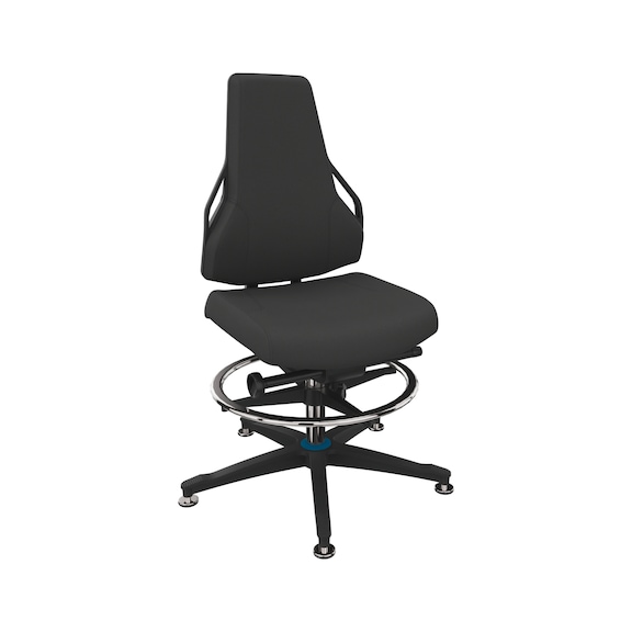 DAUPHIN Tec Identity Counter, ID blue, SRP - King black, plastic gliders - Tec Identity KING counter chair for production and workshop areas