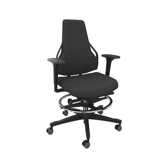 DAUPHIN Tec Identity Counter, SRP King black, 2F armrests, hard castors - Tec Identity KING counter chair for production and workshop areas