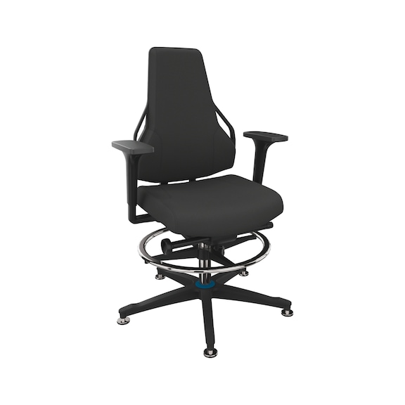 DAUPHIN Tec Identity Counter, ID blue, SRP King black, 2F armrests black - Tec Identity KING counter chair for production and workshop areas