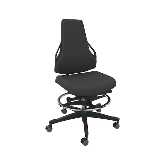DAUPHIN Tec Identity Counter, ID blue, SRP, Valencia ID black, soft castors - Tec Identity VALENCIA counter chair for production and workshop areas