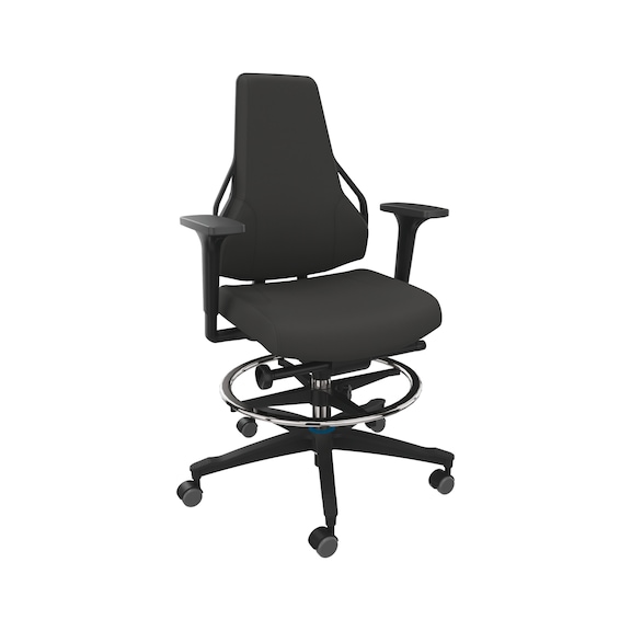 DAUPHIN Tec Identity Counter, SRP Valencia ID black, 3F armr., hard castors - Tec Identity VALENCIA counter chair for production and workshop areas