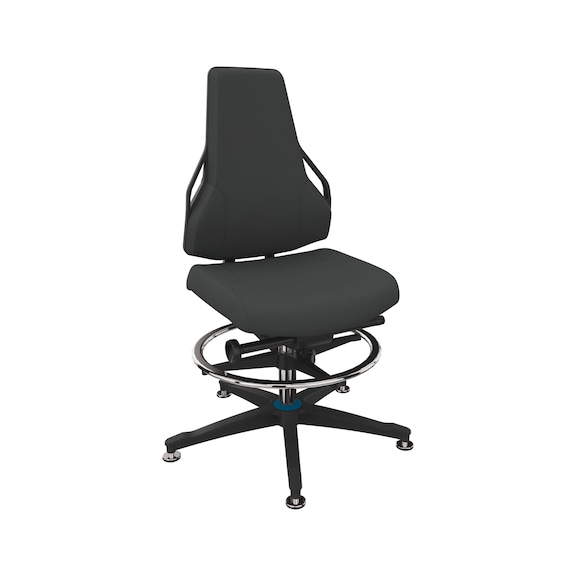DAUPHIN Tec Identity Counter, ID blue, SRA Ultra ID black, plastic gliders - Tec Identity ULTRA counter chair for production and workshop areas