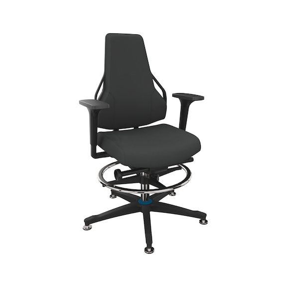 DAUPHIN Tec Identity Counter, ID blue, SRA Ultra ID black, 2D armrests - Tec Identity ULTRA counter chair for production and workshop areas