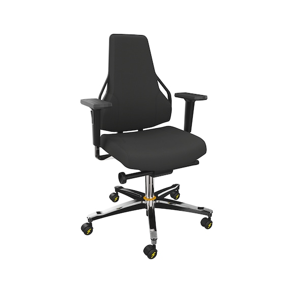 DAUPHIN Tec Identity ESD, ID yellow, SRP King ID black, 3F armr., soft castors - Tec Identity KING swivel work chair for ESD areas
