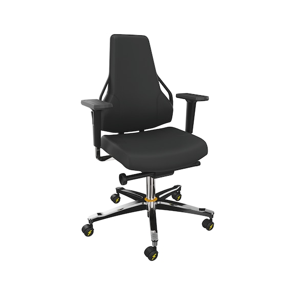 DAUPHIN Tec Identity ESD, SRP Madrid ID black, 3F armr., locking castors - Tec Identity MADRID swivel work chair for ESD areas