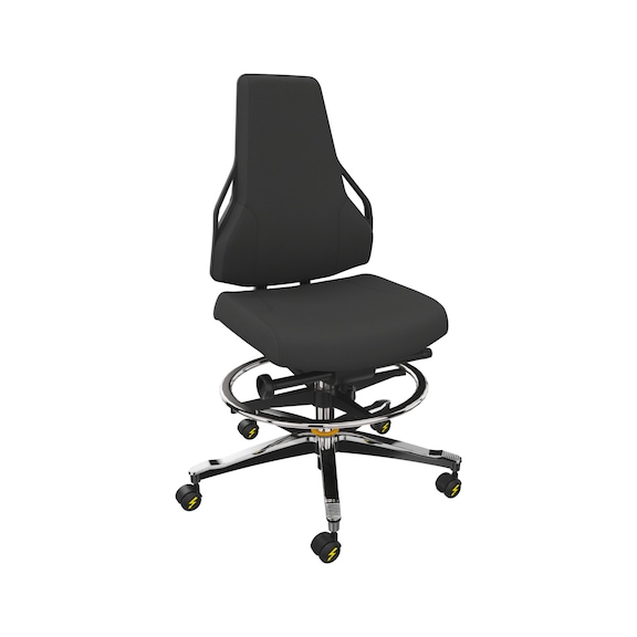DAUPHIN Tec Identity ESD, Counter, SRP - King black, long gas spring, gliders - Tec Identity KING swivel work chair for ESD areas