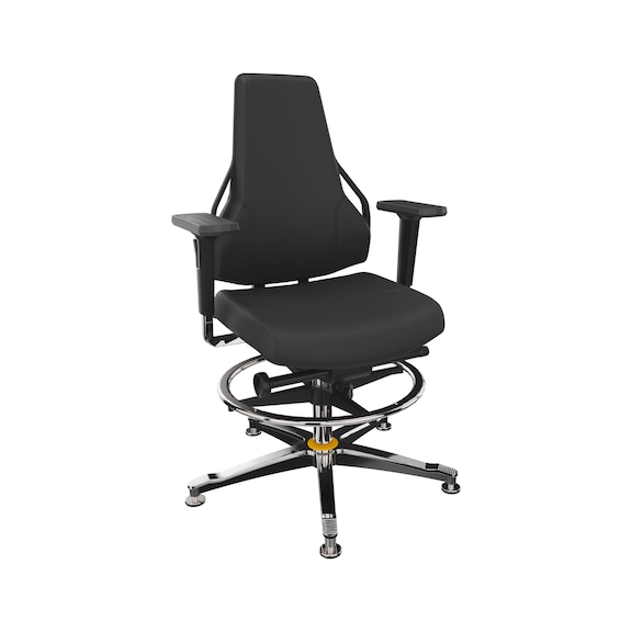 DAUPHIN Tec Identity ESD, Counter, SRP Madrid ID black, 3F armr., gliders - Tec Identity MADRID counter chair for ESD areas