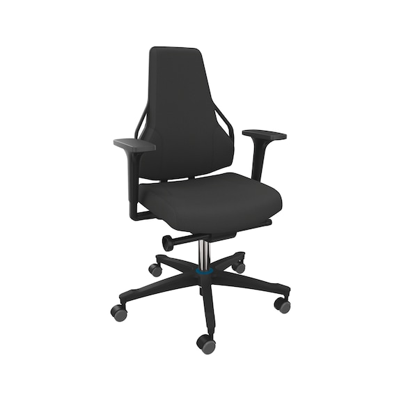 DAUPHIN Tec Identity, ID blue, SRP King black, 3F armrests, locking castors - Tec Identity KING swivel work chair for production and workshop areas