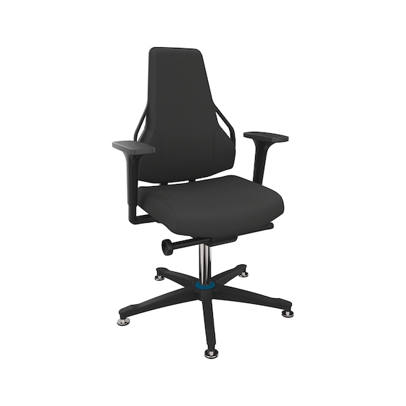DAUPHIN Tec Identity work chair, ID blue, SRP - King black, 2F armrests - Tec Identity KING swivel work chair for production and workshop areas
