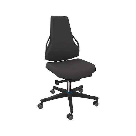 DAUPHIN Tec Identity work chair, ID blue, SRP Valencia ID black, hard castors - Tec Identity VALENCIA swivel work chair for production and workshop areas