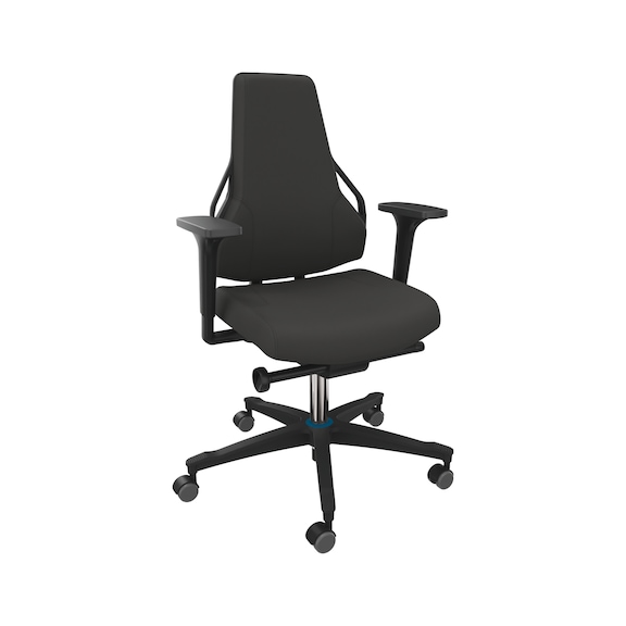 DAUPHIN Tec Identity, ID blue, SRP Valencia ID black, 3F armr., hard castors - Tec Identity VALENCIA swivel work chair for production and workshop areas