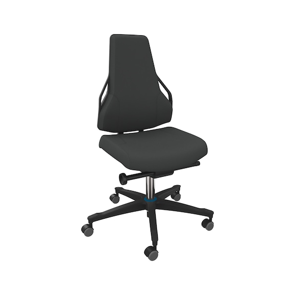 DAUPHIN Tec Identity work chair, ID blue, SRA, Ultra ID black, hard castors - Tec Identity ULTRA swivel work chair for production and workshop areas