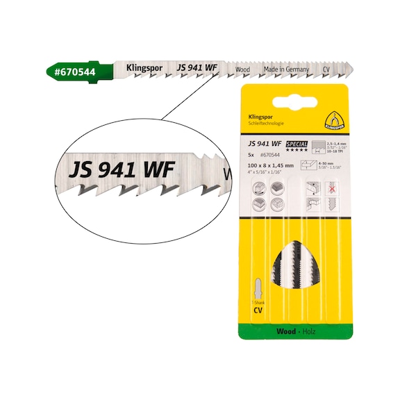 KLINGSPOR Jigsaw blades 100 x 5 x 1.45 mm 10–18 teeth per inch 670544 - Saw blade for jigsaw