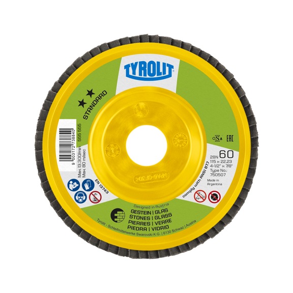 TYROLIT Straight fan disc 115x22.23 mm C60 STANDARD Stone - Flap grinder wheel