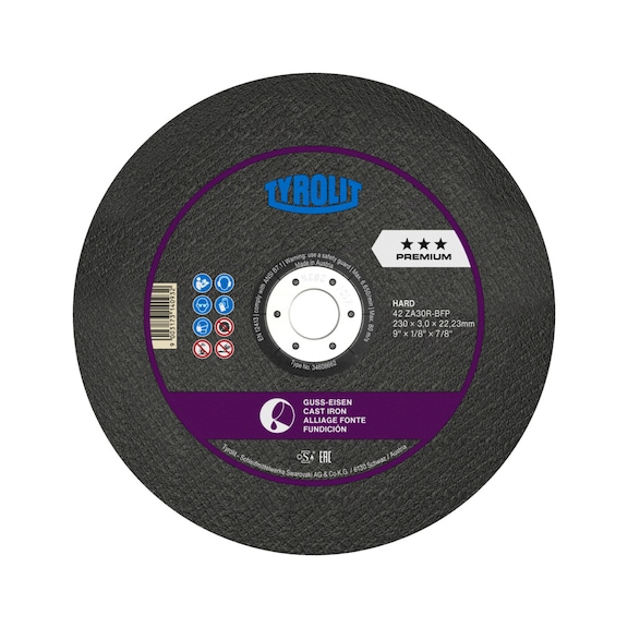 TYROLIT Angled cutting disc 178x3.5x22.23 mm ZA30 PREMIUM Cast Iron 34608665 - Cutting-off wheel