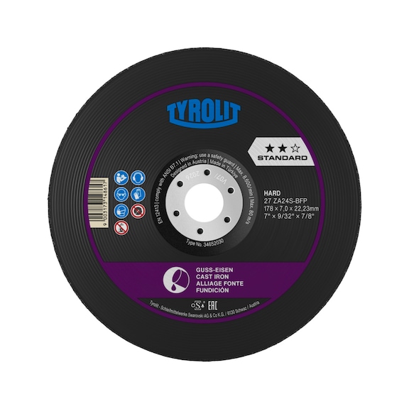 TYROLIT Roughing disc 230x7x22.23 mm ZA24R-BFS STANDARD Cast 34681418 - Roughing grinding wheel