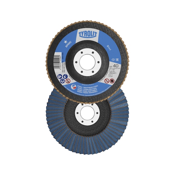 TYROLIT Straight fan disc 150x22.23 mm ZA40 BASIC steel/stainless steel - Flap grinder wheel