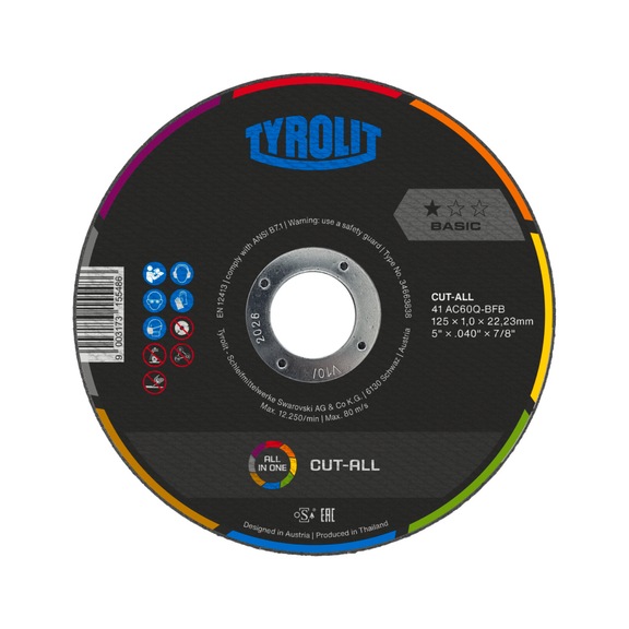 TYROLIT Straight cutting disc 115x1.0x22.23 mm AC60 BASIC universal - Cutting-off wheel