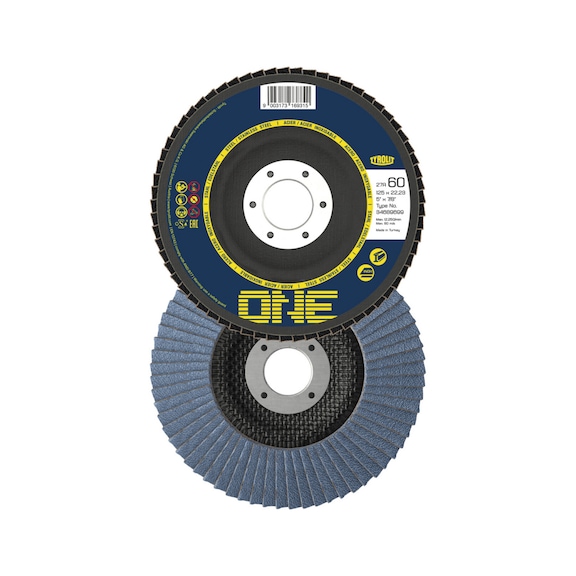 TYROLIT ONE L-shaped fan disc 125x22.23 mm ZA80 steel/stainless steel - Flap grinder wheel