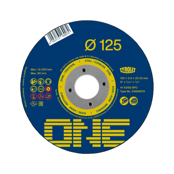 TYROLIT ONE cutting disc, offset 230x3x22.23 mm A60 steel/stainless steel - Cutting-off wheel