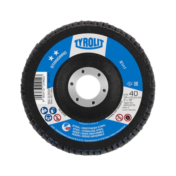 TYROLIT F&auml;cherscheibe gekr&ouml;pft 115x22,23 mm ZA460 STANDARD Stahl/Inox - F&auml;cherschleifscheibe