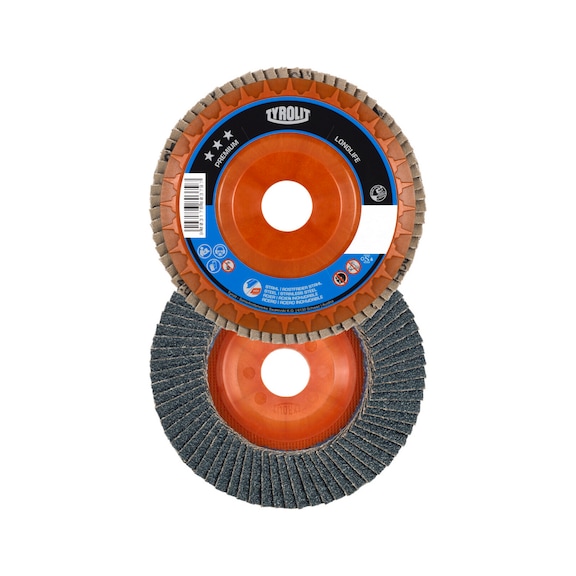 TYROLIT LONGLIFE straight fan disc 178x22.23 mm ZA60 PREMIUM steel/stainless steel - Flap grinder wheel