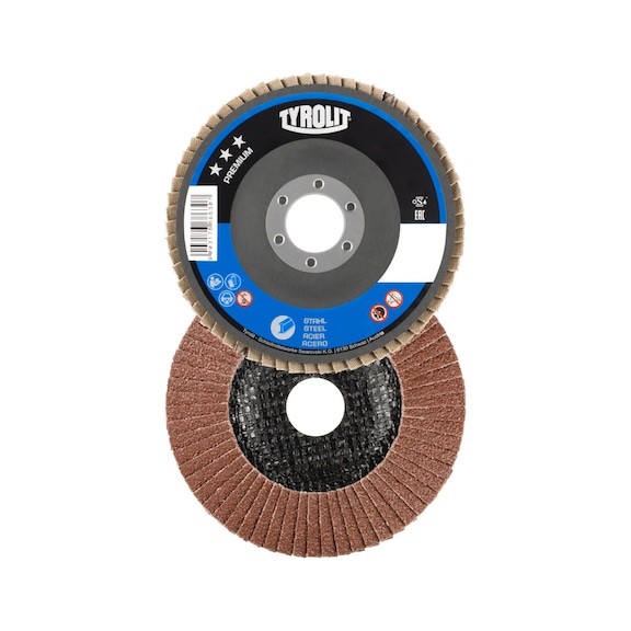 TYROLIT Offset fan-shaped washer 125x22.2 mm A40 PREMIUM steel - Flap grinder wheel
