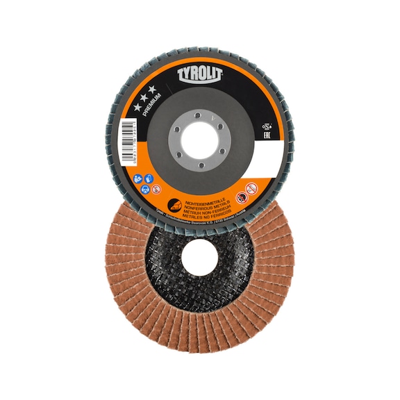 TYROLIT F&auml;cherscheibe gekr&ouml;pft 115x22,23 mm CA40 PREMIUM Aluminium - F&auml;cherschleifscheibe