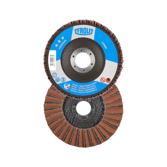 TYROLIT COMBI fluted disc, offset 125x22.23 mm ZA120 PREMIUM Steel/Stainless Steel - Flap grinder wheel