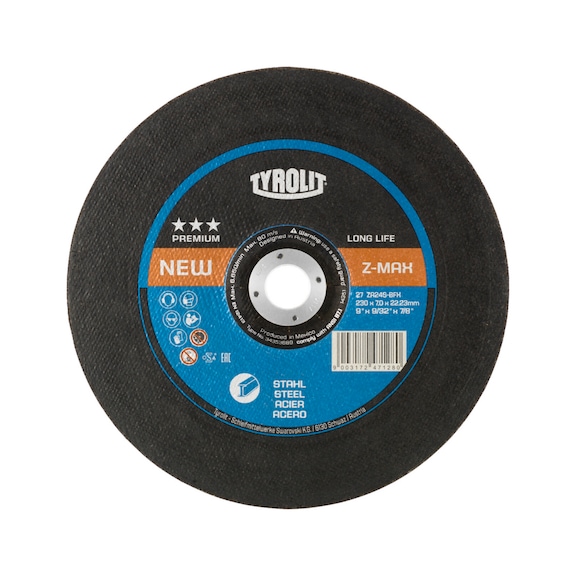 TYROLIT Z-MAX roughing disc 230x7x22.23 mm ZA24S PREMIUM steel - Roughing grinding wheel