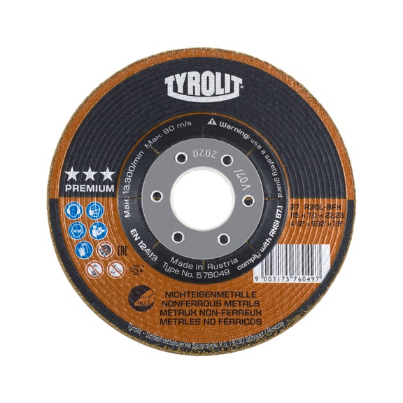 TYROLIT Roughing disc 115x7x22.23 mm A36L PREMIUM Aluminium - Roughing grinding wheel