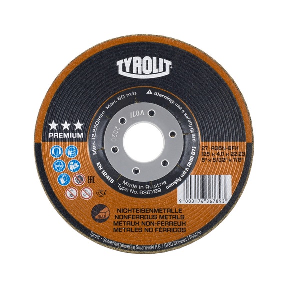 TYROLIT Schruppscheibe 125x4x22,23 mm A36N PREMIUM Aluminium - Schruppschleifscheibe